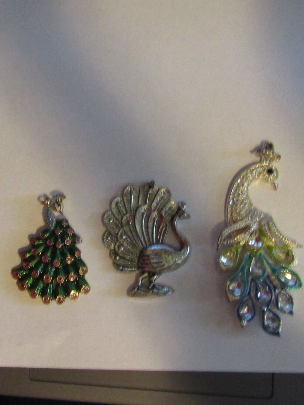 PEACOCK LOVERS LOT OF 3! Standing Statue + 2 Pendants